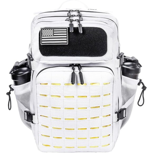 45L Tactical Backpack Molle Bag White and Yellow Water-Resistant Heavy-Duty Nylo - Picture 1 of 6